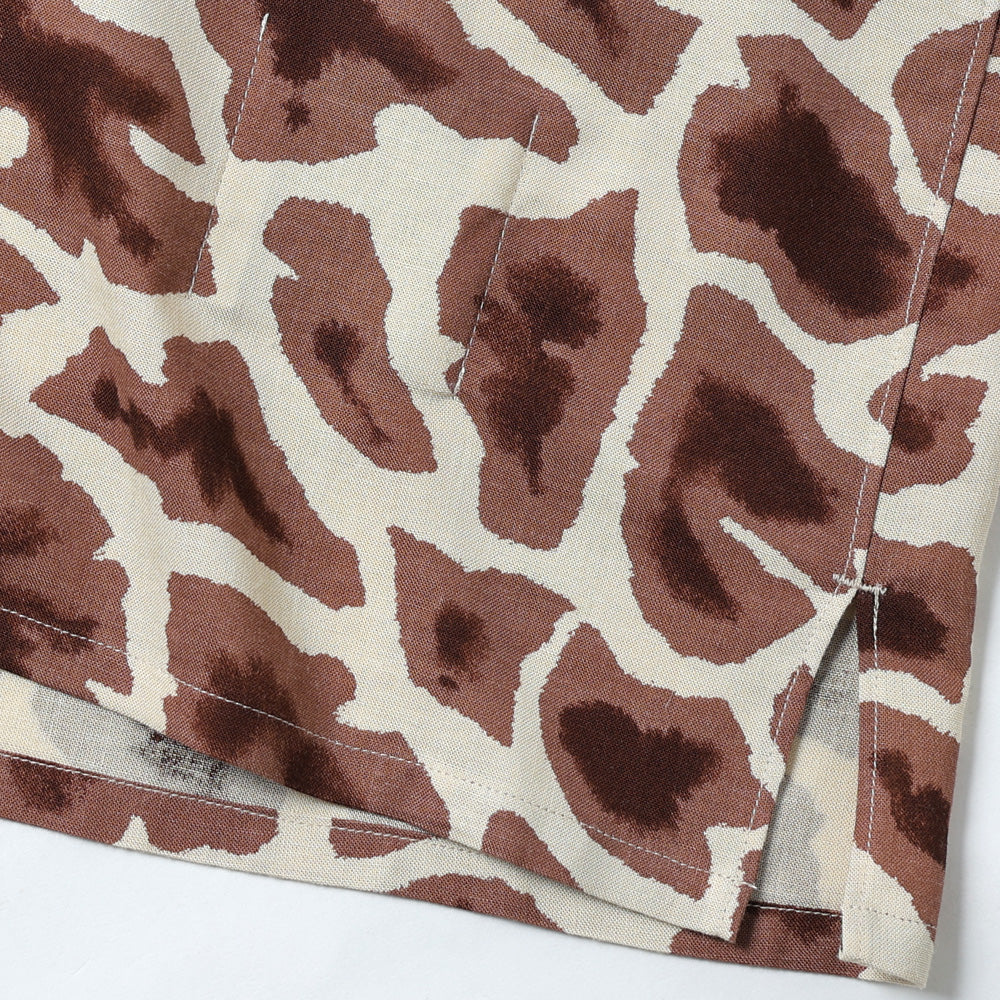 ORIGINAL PRINTED OPEN COLLAR SHIRTS (Giraffe) Short-sleeve