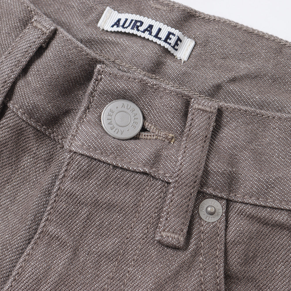 AURALEE] HARD TWIST BROWN DENIM 5P PANTS (A23AP01MD