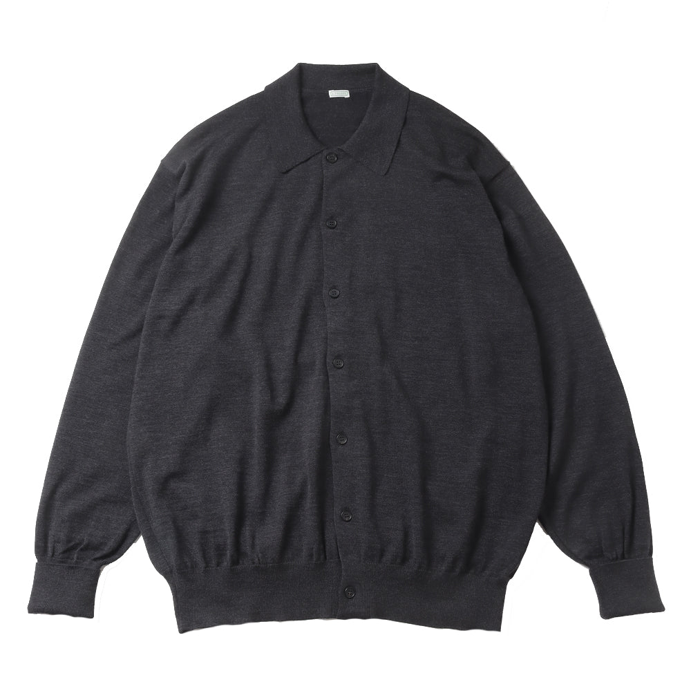 Wool Knit Polo Collar Cardigan