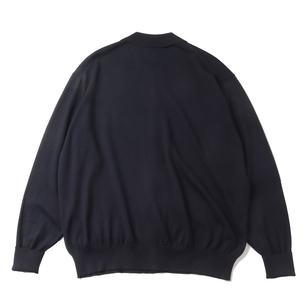 Wool Knit Polo Collar Cardigan