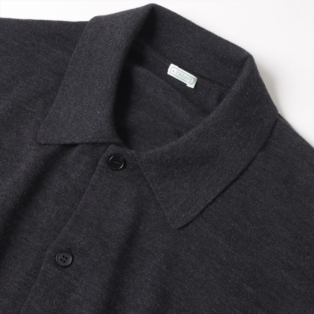 Wool Knit Polo Collar Cardigan