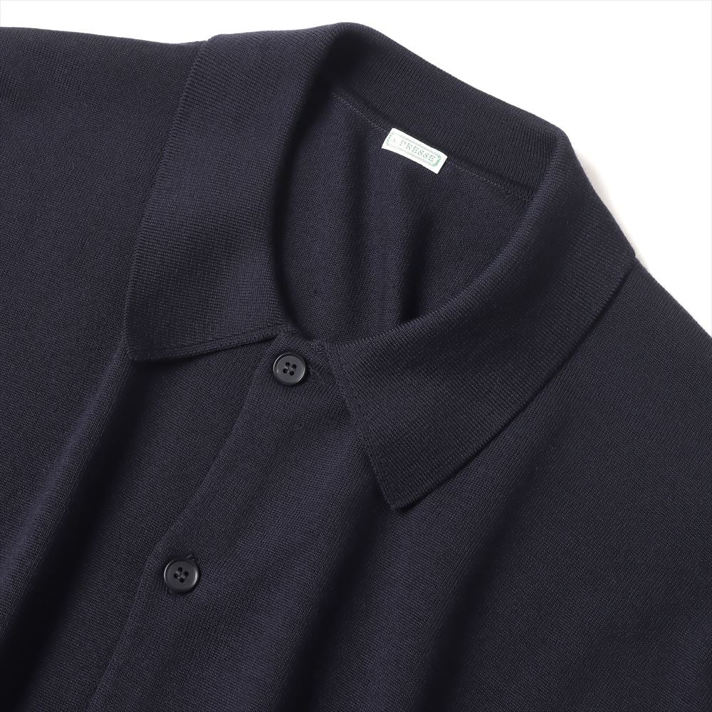 Wool Knit Polo Collar Cardigan