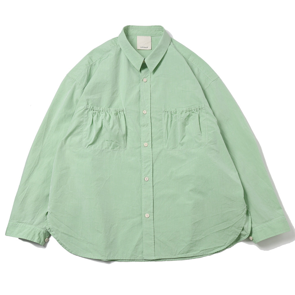 refomed WRIST PATCH WIDE SHIRT/カーキ/サイズ2 refomed(リフォメッド)WRIST PATCH WIDE SHIRT (RESH-029) | refomed