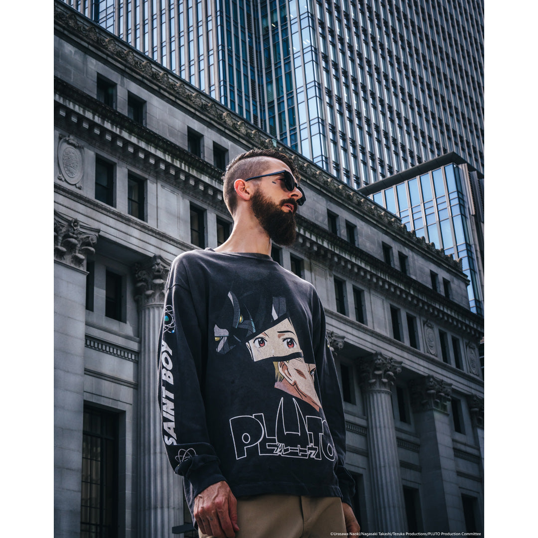 SAINT Mxxxxxx X PLUTO LS TEE PLUTO BLACK