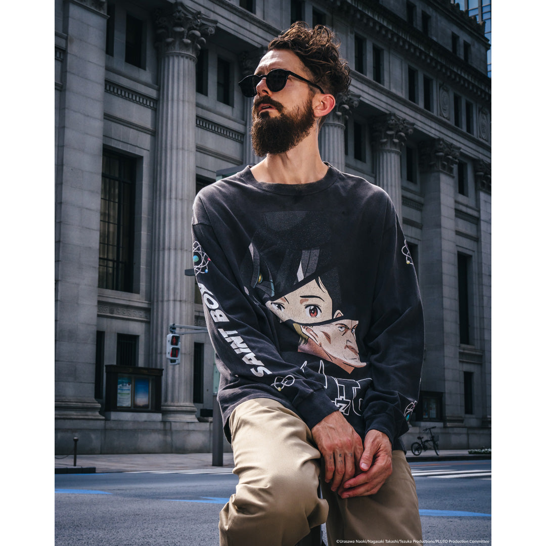 SAINT Mxxxxxx X PLUTO LS TEE PLUTO BLACK