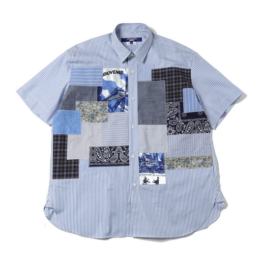 綿ストライプ×パッチワーク MIX B036