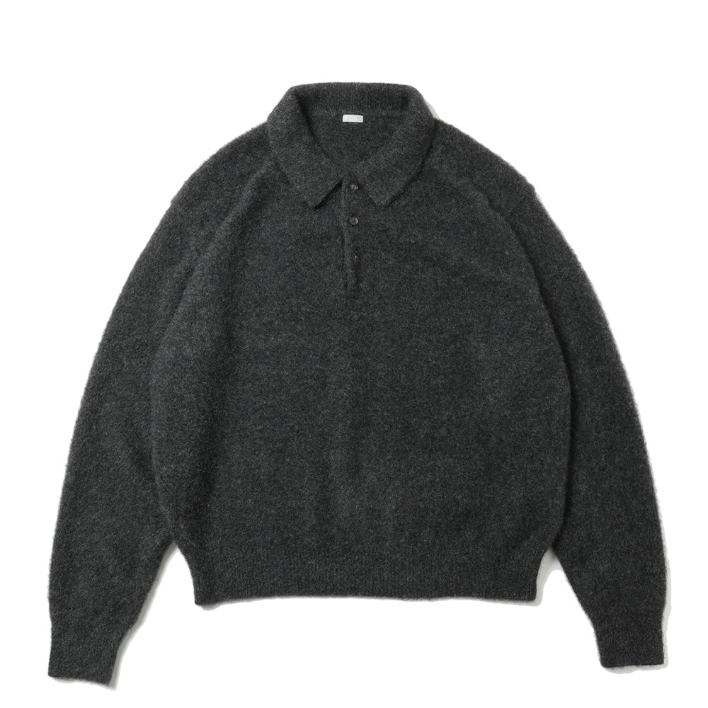 Brushed Cashmere Middle Gauge Polo Collar Sweater