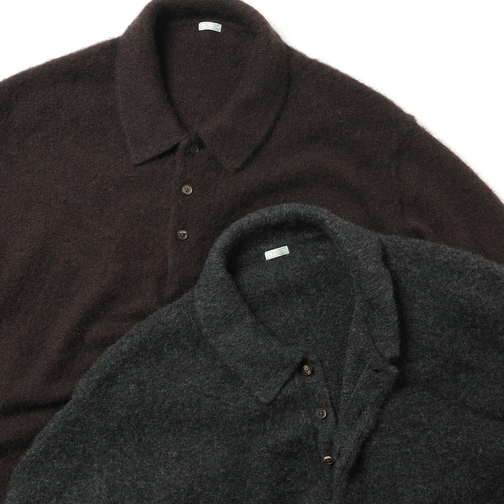 Brushed Cashmere Middle Gauge Polo Collar Sweater