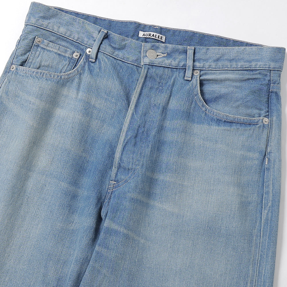 SELVEDGE FADED LIGHT DENIM WIDE PANTS