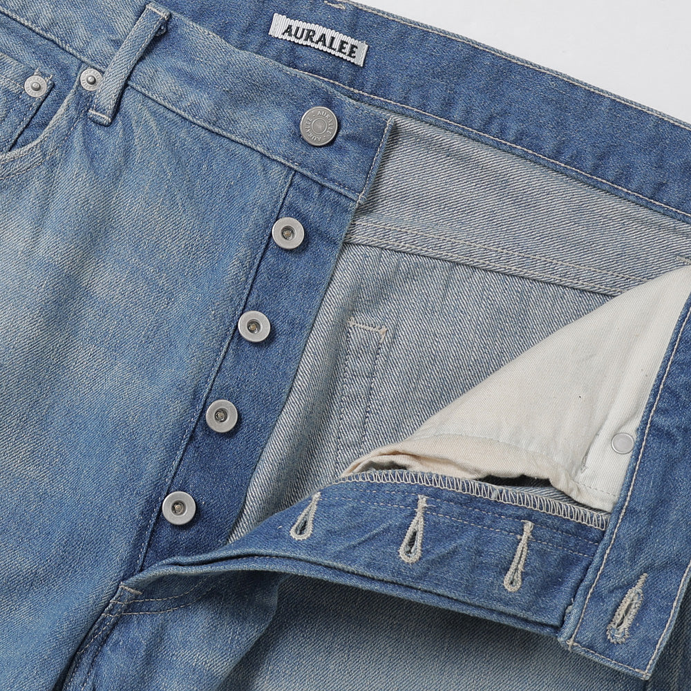 SELVEDGE FADED LIGHT DENIM WIDE PANTS