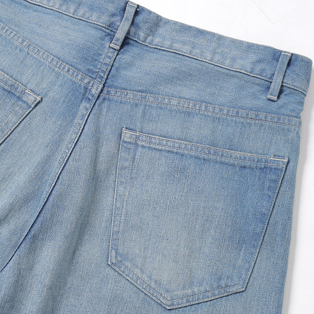 SELVEDGE FADED LIGHT DENIM WIDE PANTS
