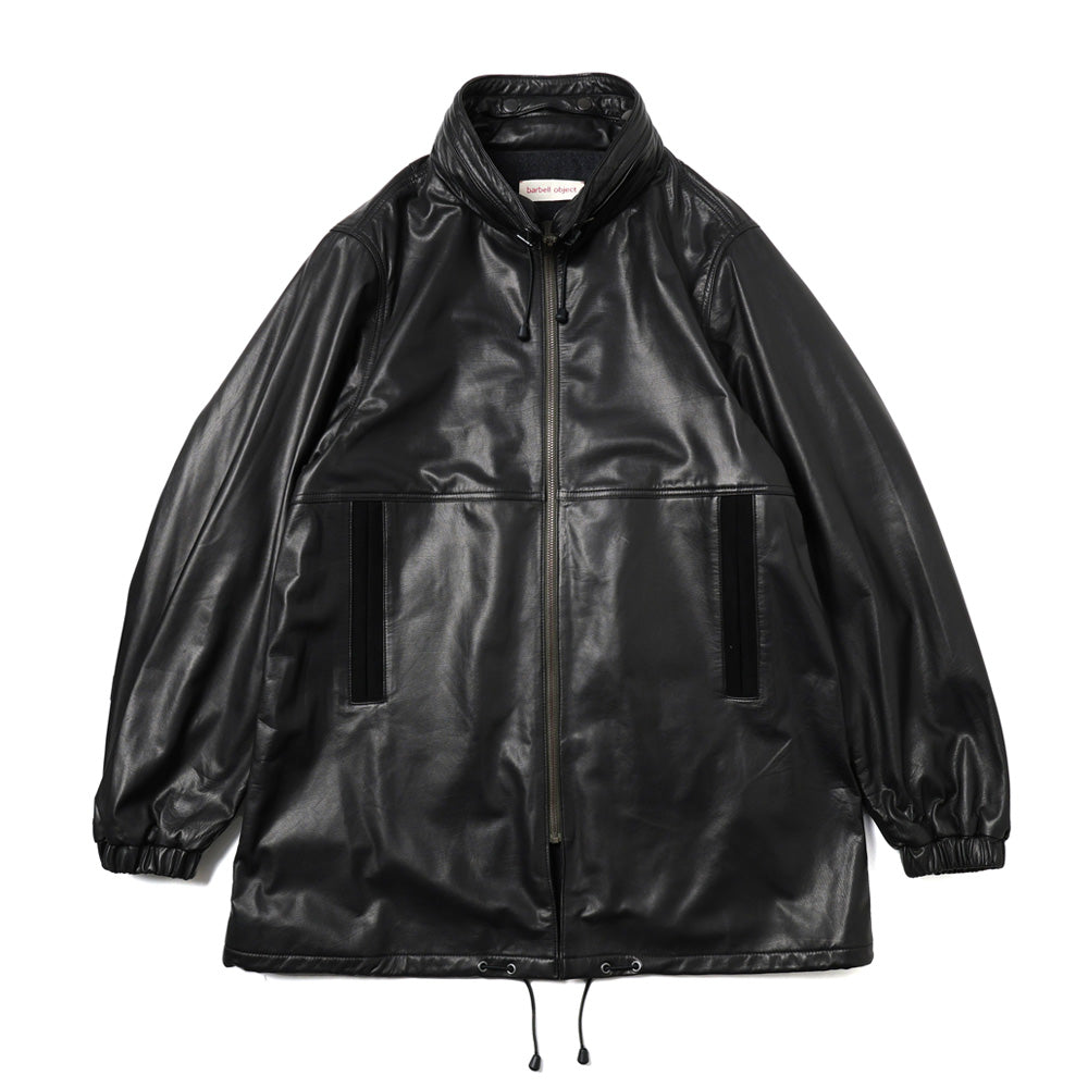 Leather half-sleeve coat