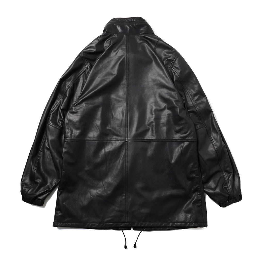 Leather half-sleeve coat