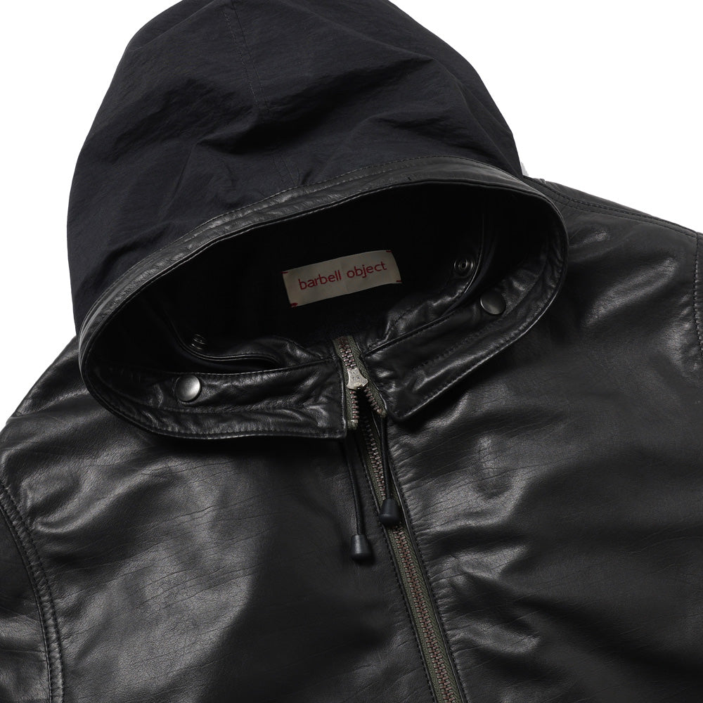 Leather half-sleeve coat