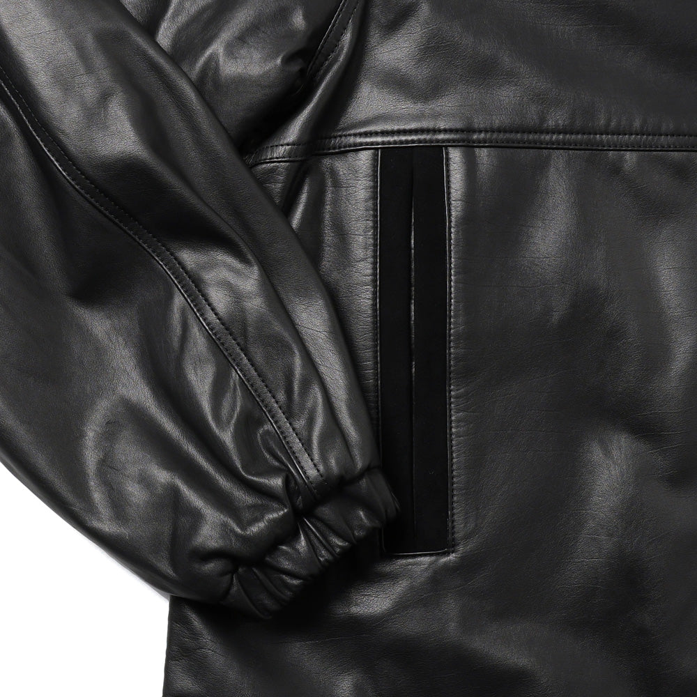 Leather half-sleeve coat