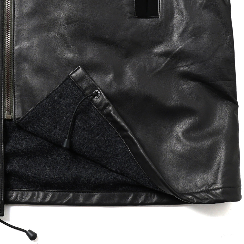 Leather half-sleeve coat