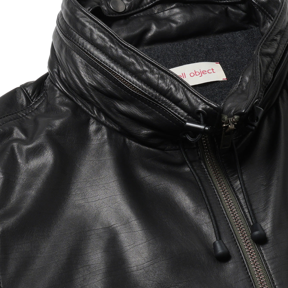 Leather half-sleeve coat