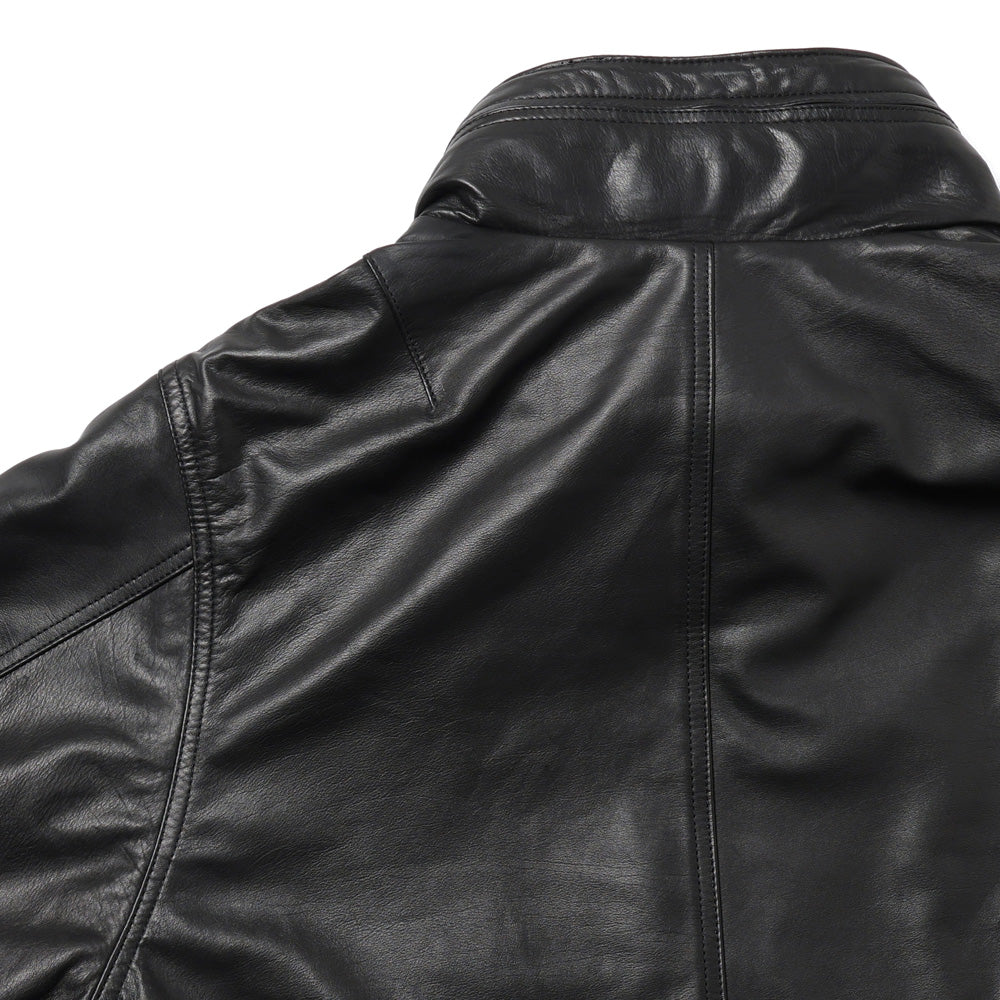 Leather half-sleeve coat