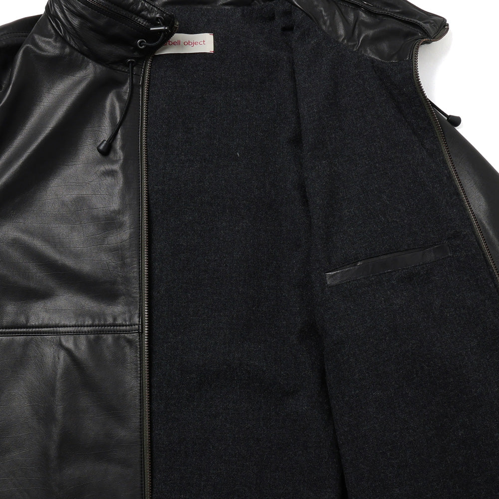 Leather half-sleeve coat