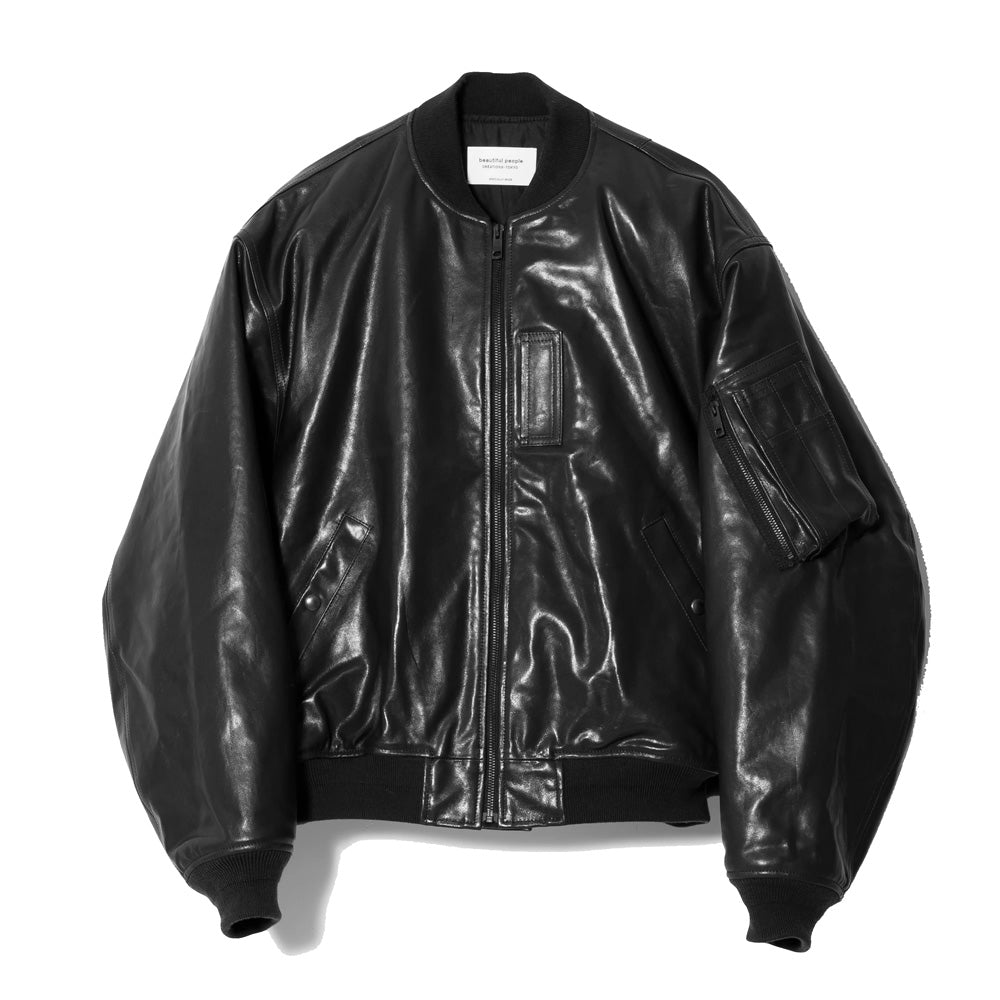 light lamb leather fan shape MA-1 blouson 26awmae