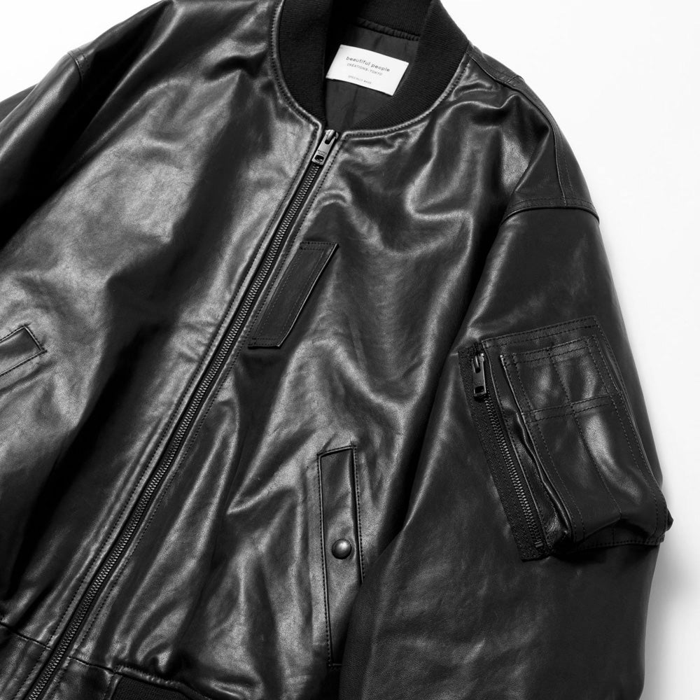 light lamb leather fan shape MA-1 blouson 26awmae