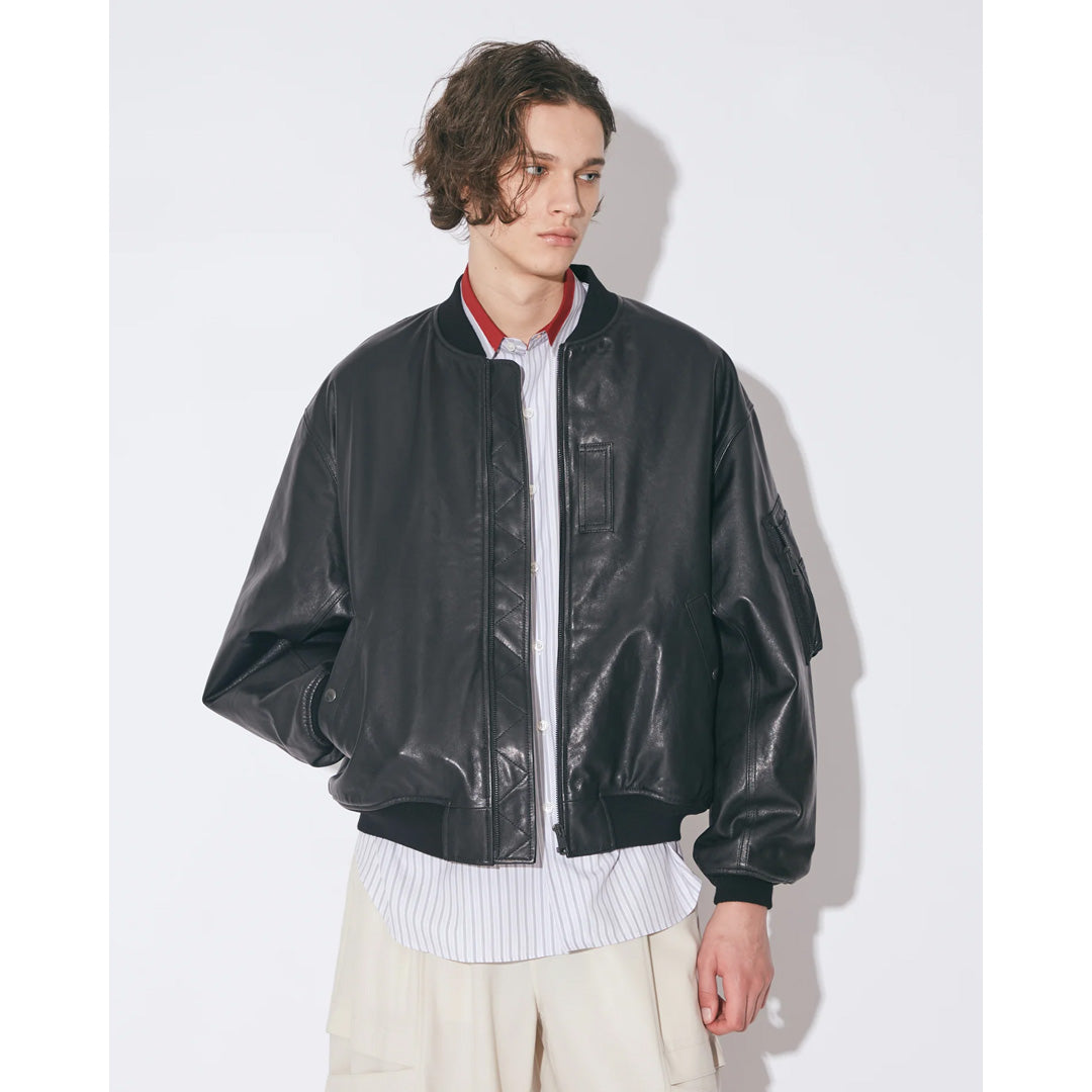 light lamb leather fan shape MA-1 blouson 26awmae