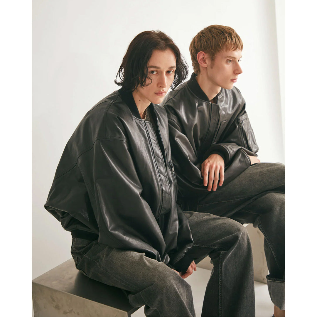 light lamb leather fan shape MA-1 blouson 26awmae