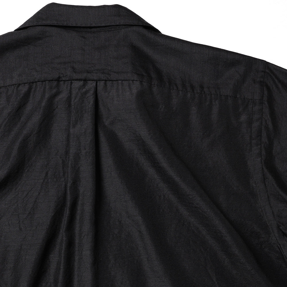 Wool silk short sleeve open collar shirt
