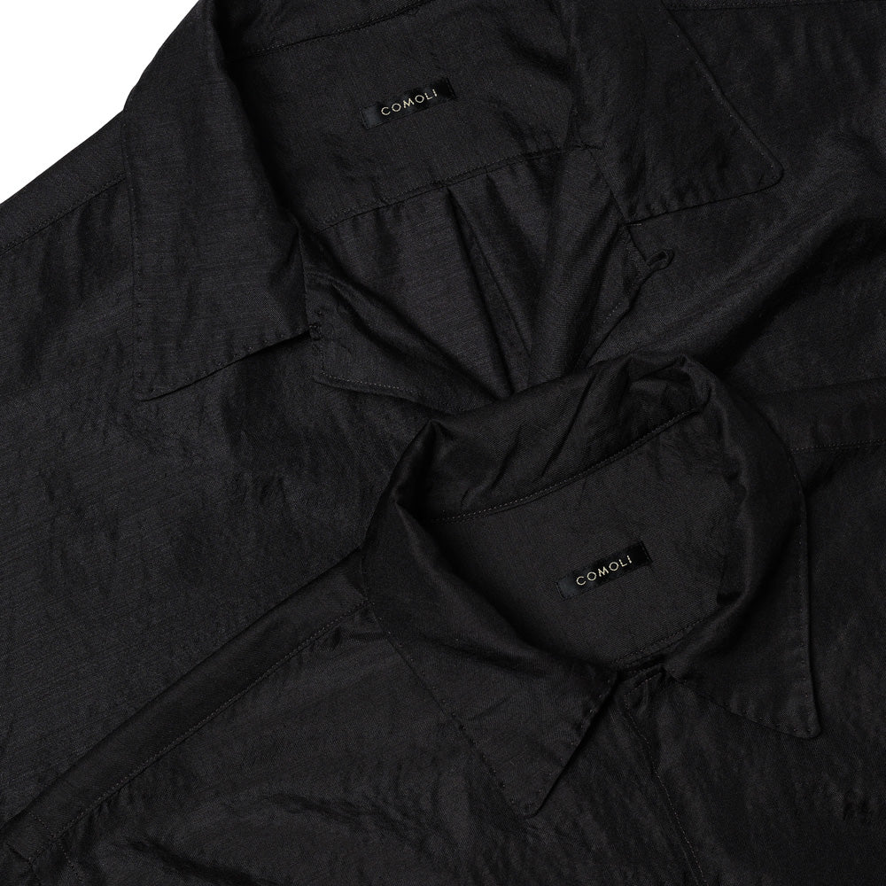 Wool silk short sleeve open collar shirt