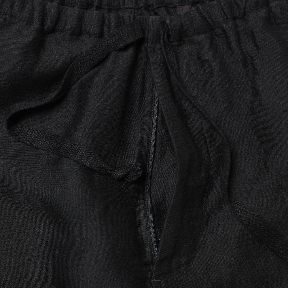 Linen satin drawstring trousers