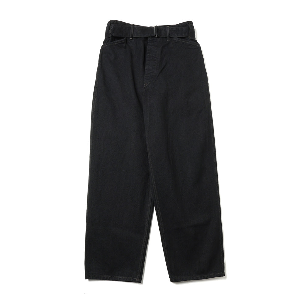 Black denim belted pants