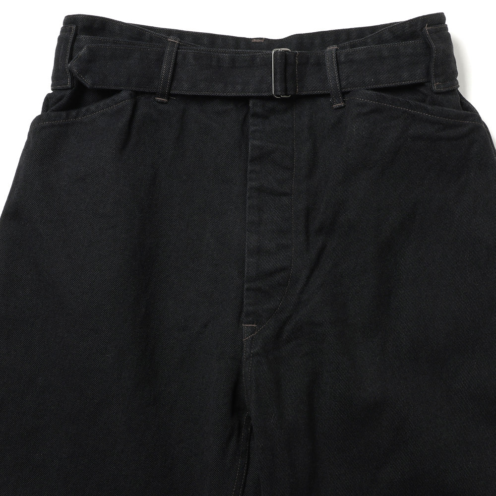 Black denim belted pants