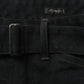 Black denim belted pants