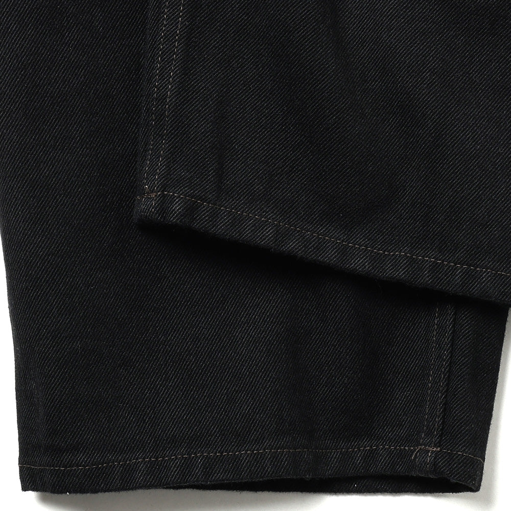 Black denim belted pants