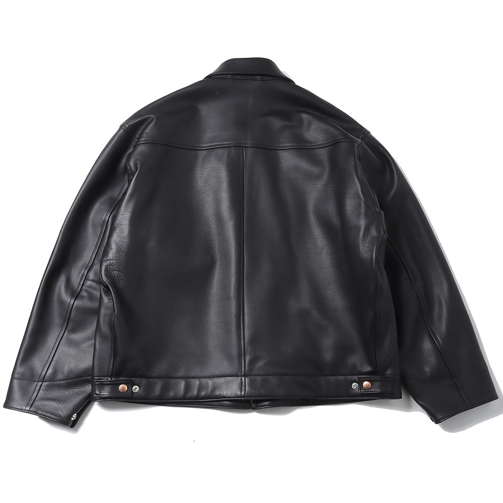Calfskin short zip jacket