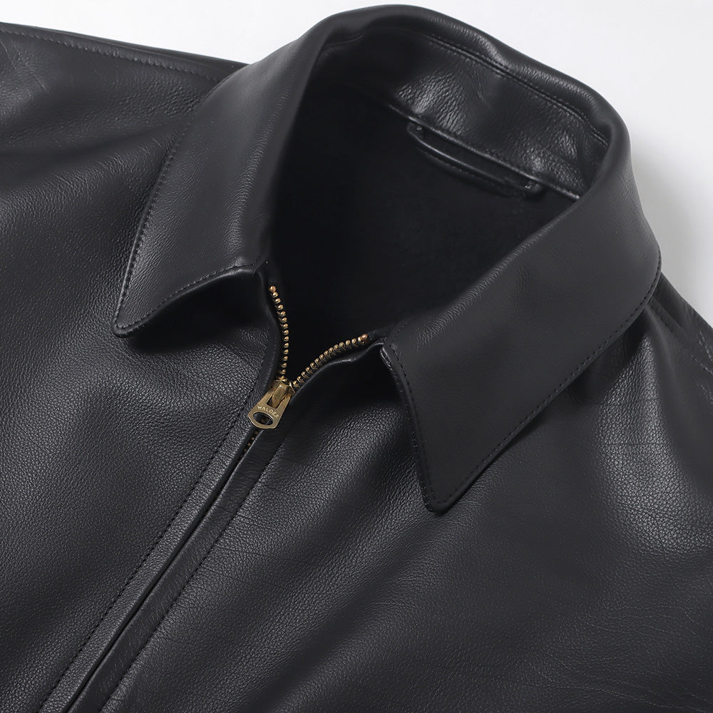 Calfskin short zip jacket