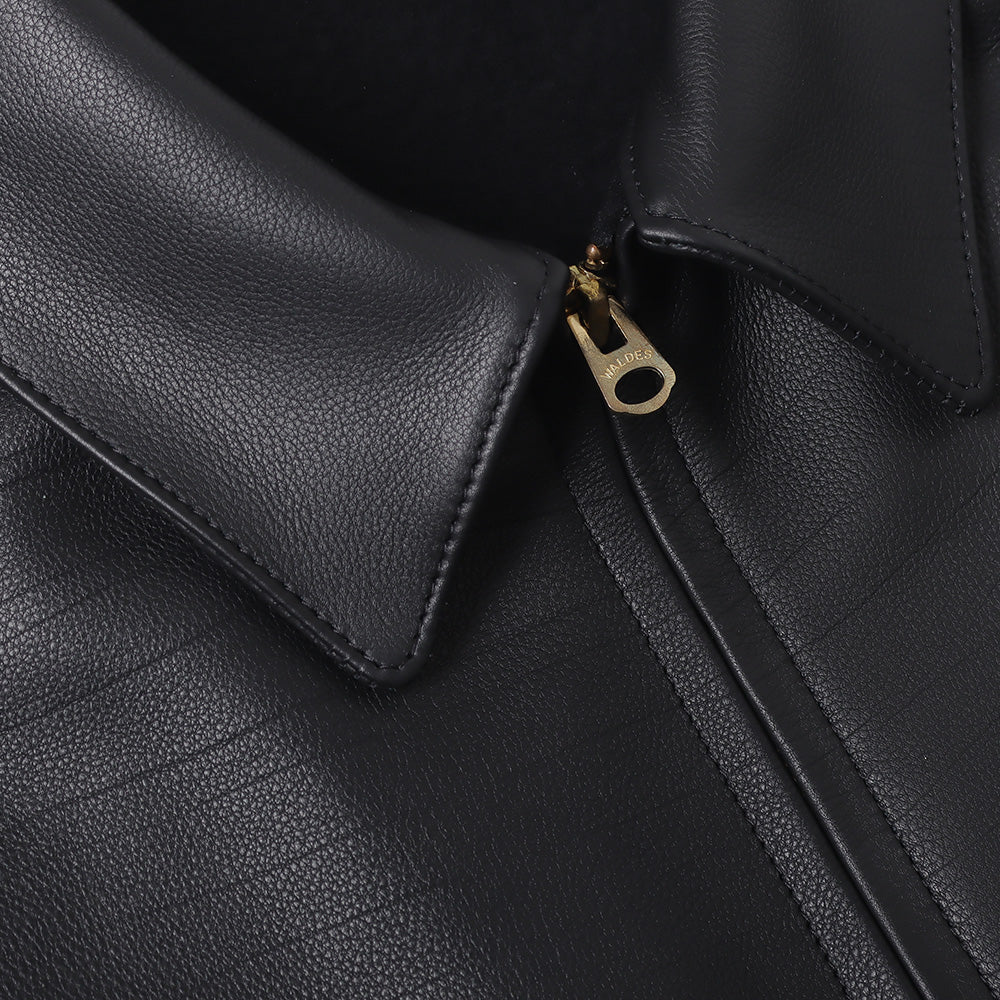 Calfskin short zip jacket