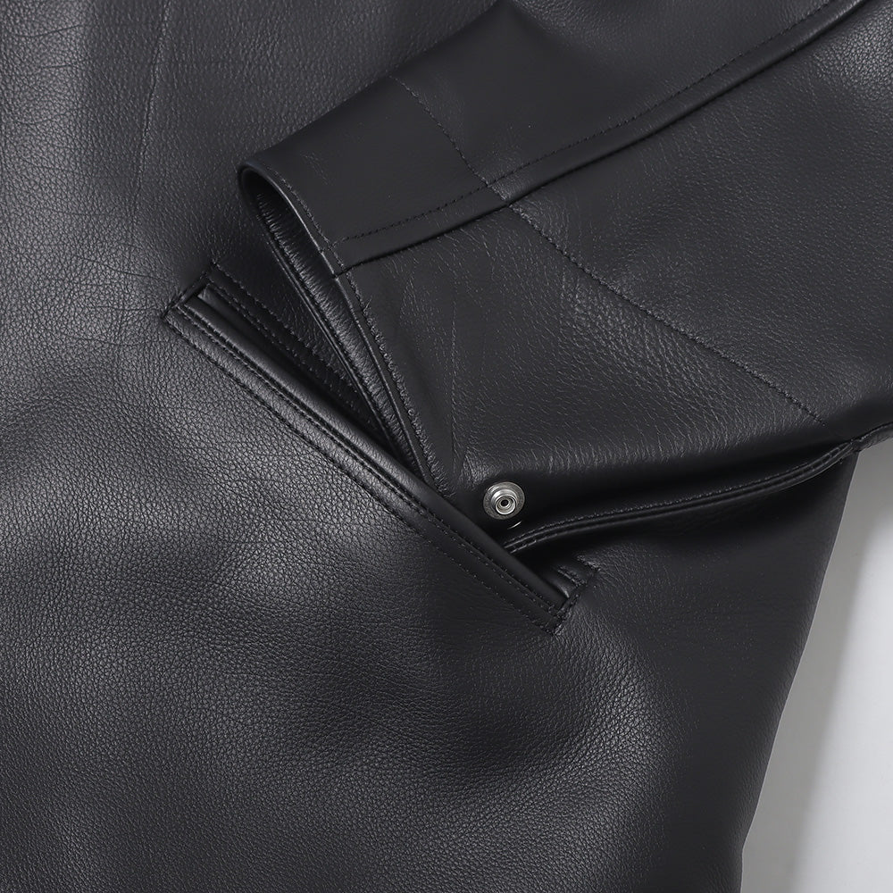 Calfskin short zip jacket