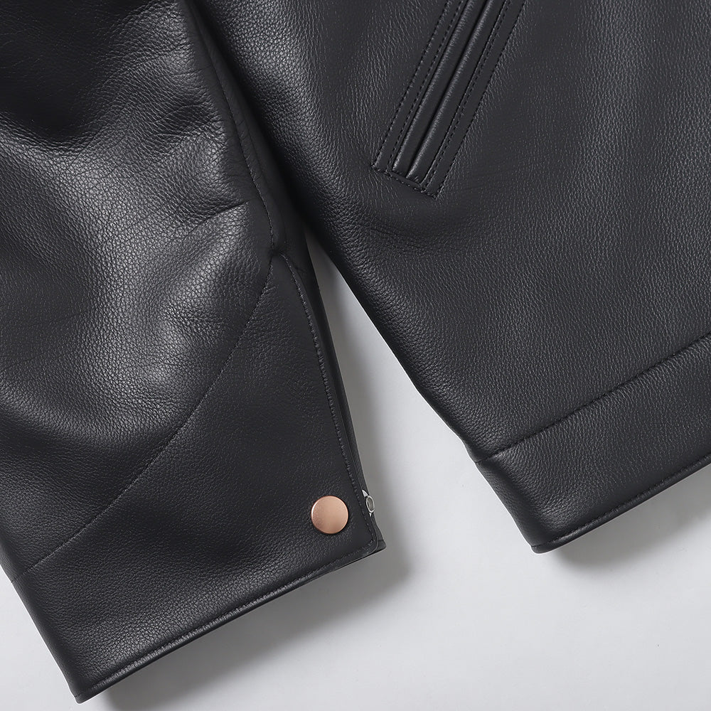 Calfskin short zip jacket
