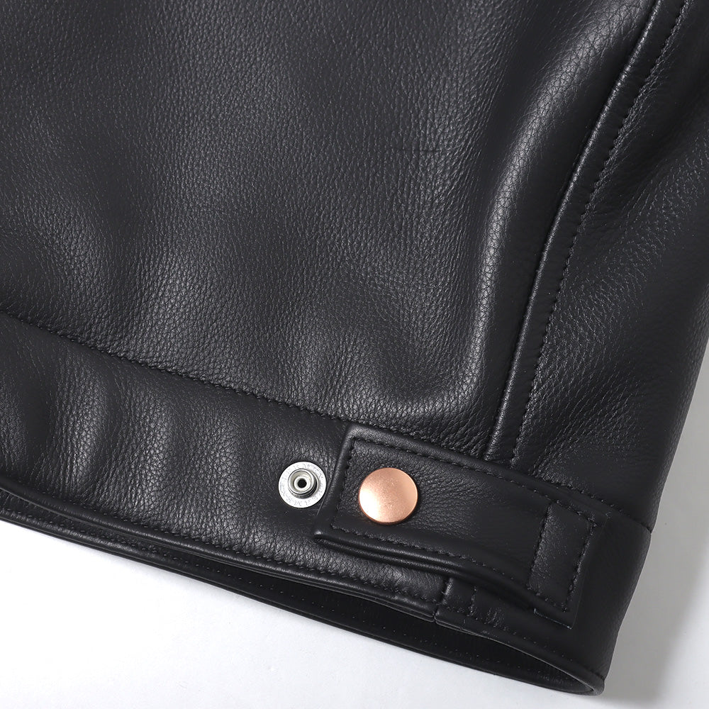 Calfskin short zip jacket
