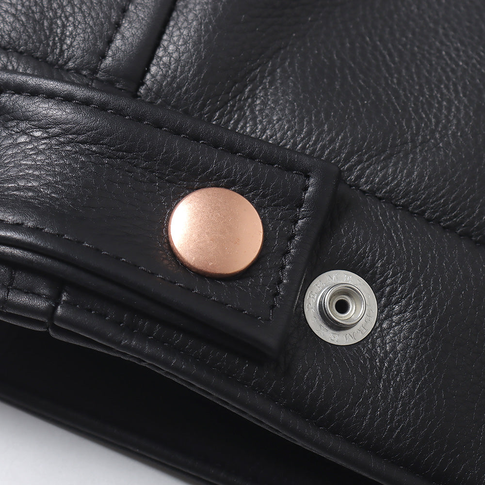 Calfskin short zip jacket
