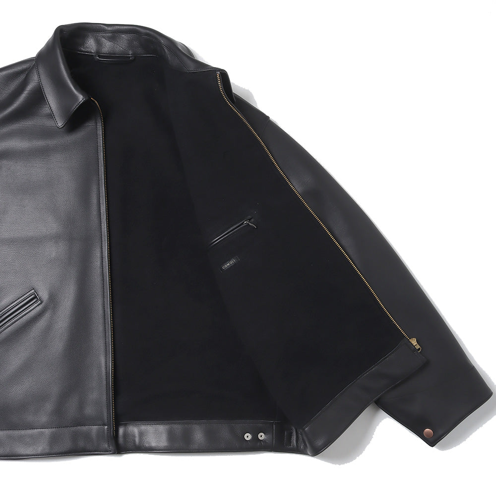 Calfskin short zip jacket