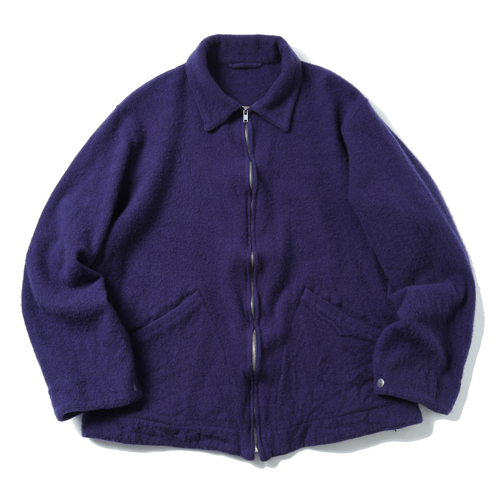 【極美品】刺繍入りトリコチンウール ショートジャケット 縮絨ウールジップショートジャケット | ref. / Web Store