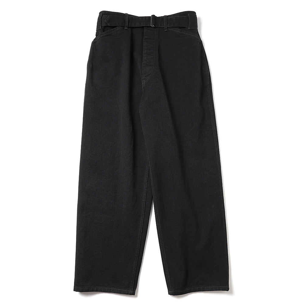 Black denim belted pants