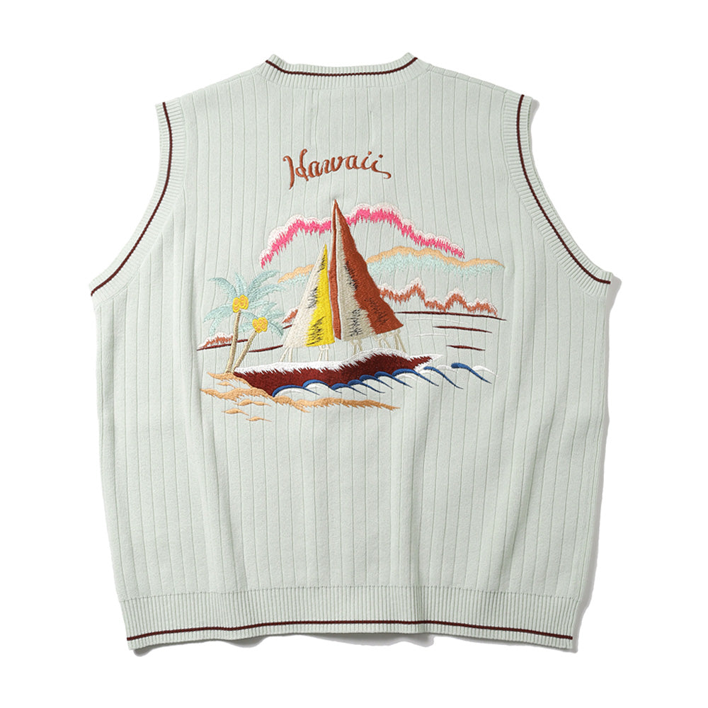 Hawaii Zip Up Knit Vest