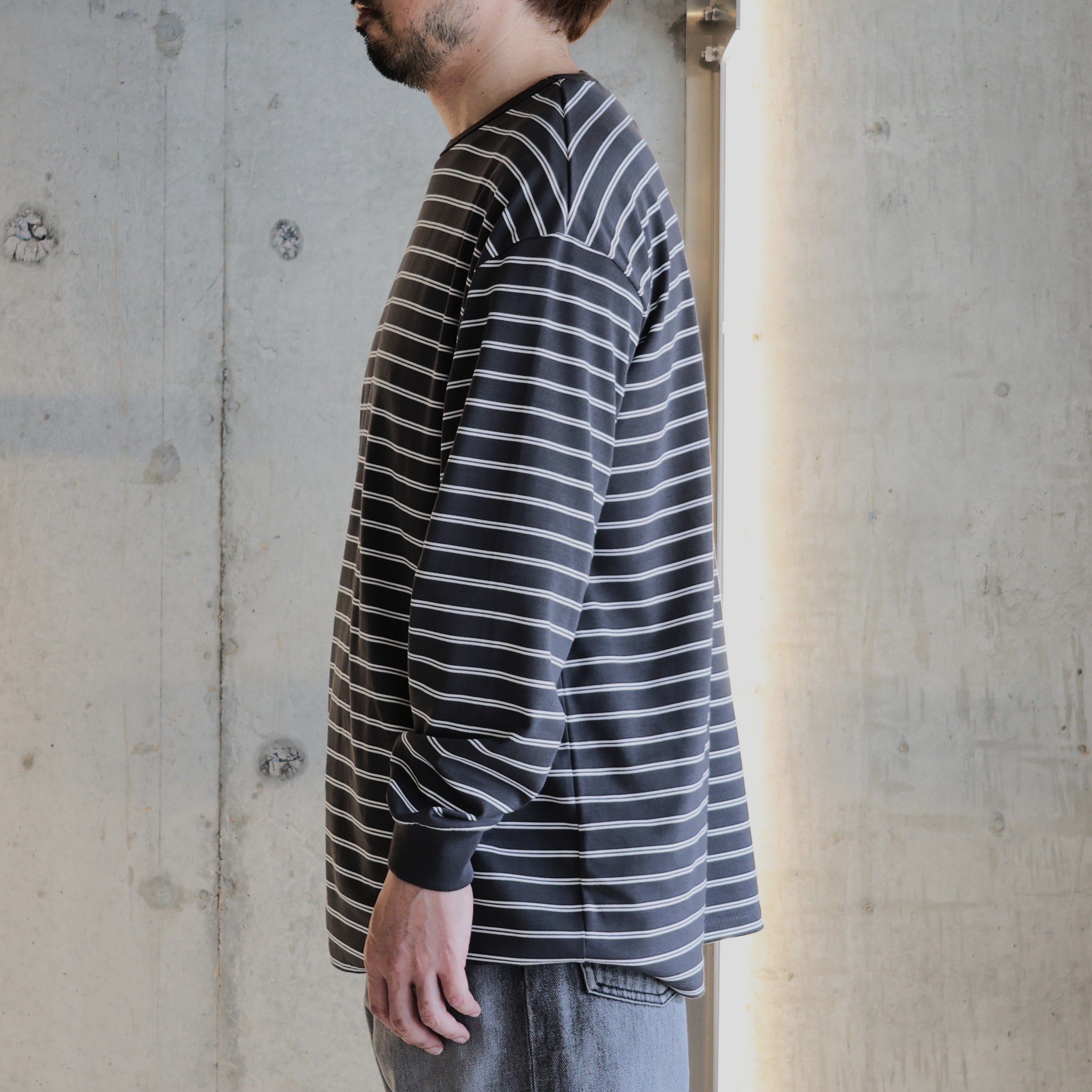 Graphpaper) Tri Spun Border L/S Tee (GU261-70121B) | Graphpaper