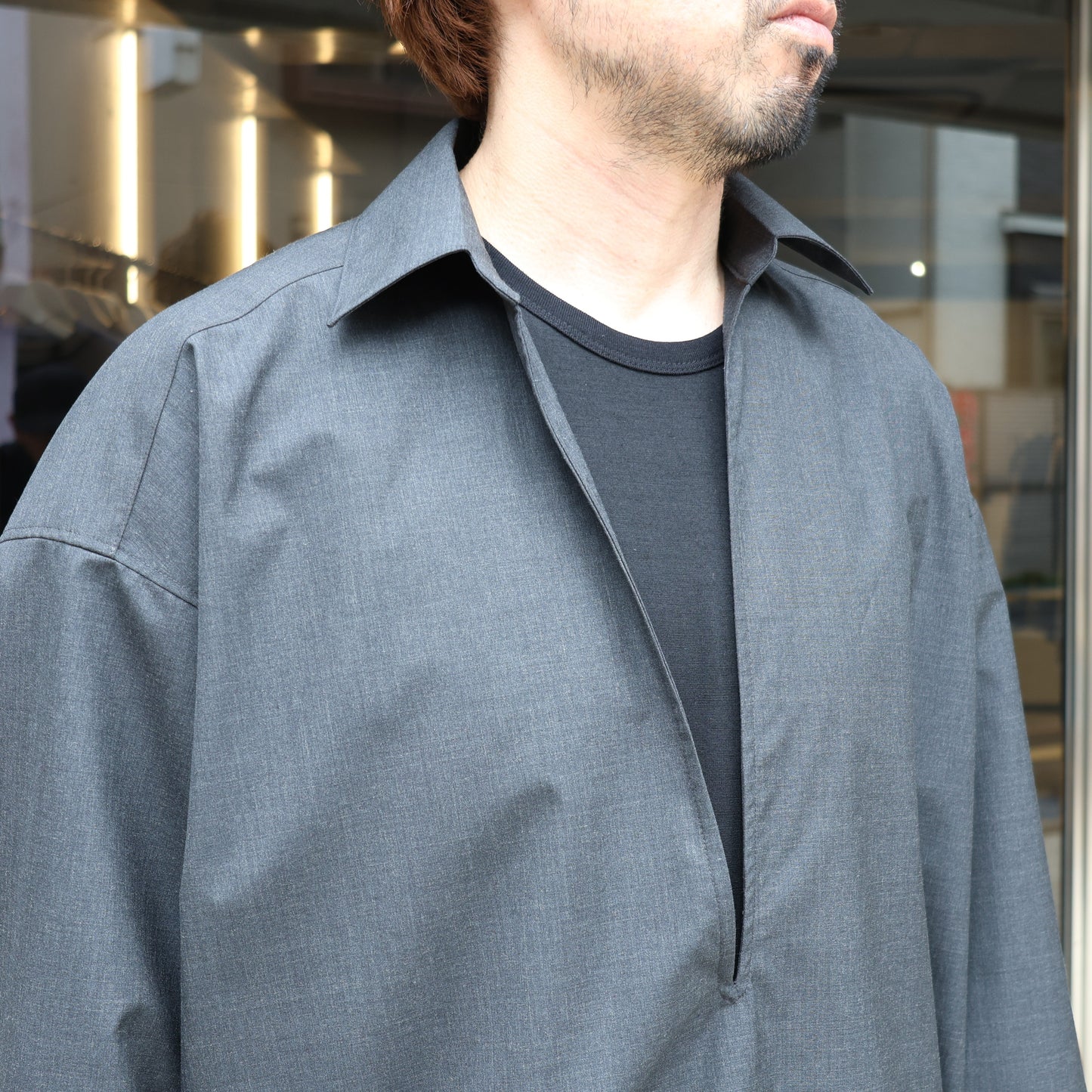 Fine Heather Wool L/S Skipper Shirt