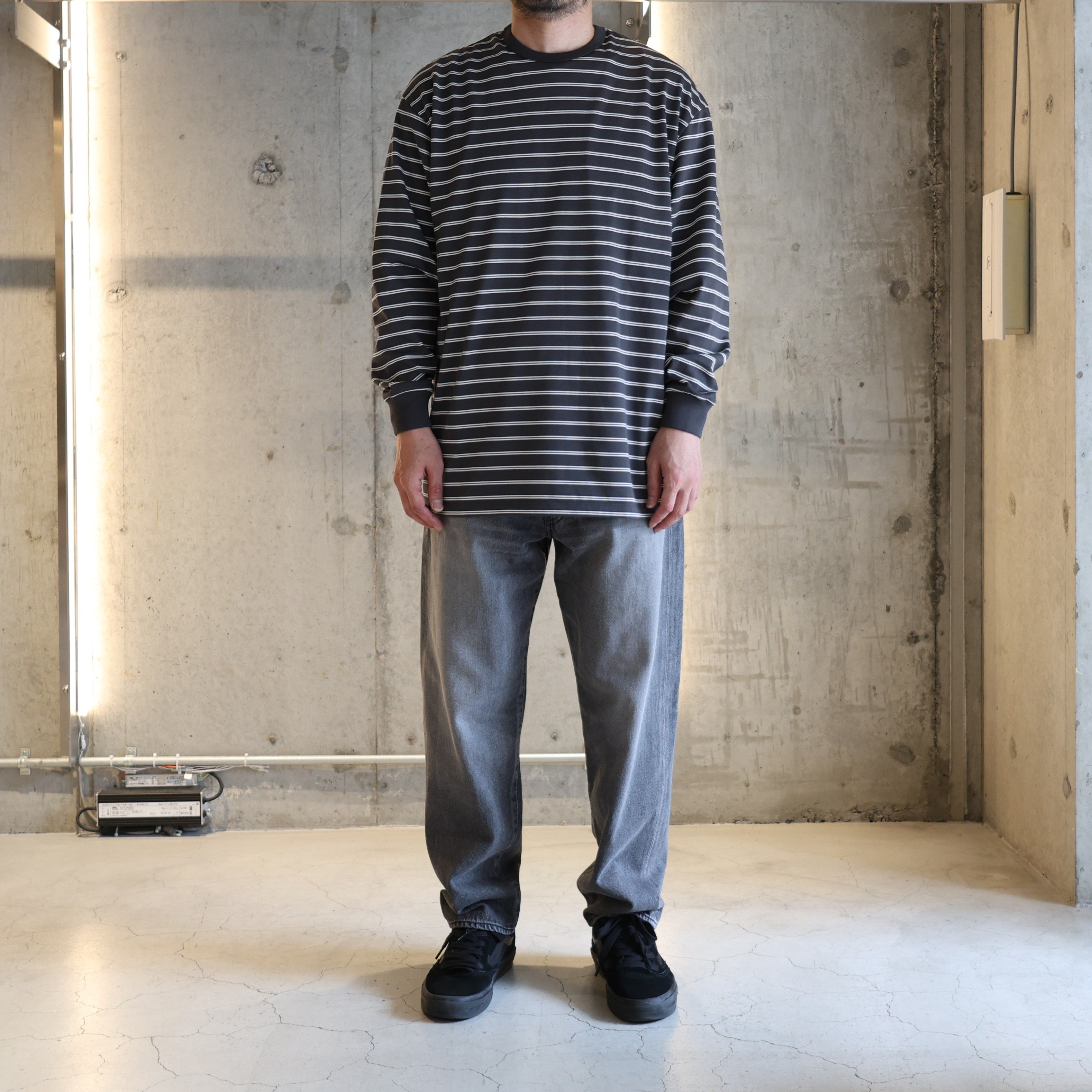 Graphpaper) Tri Spun Border L/S Tee (GU261-70121B) | Graphpaper