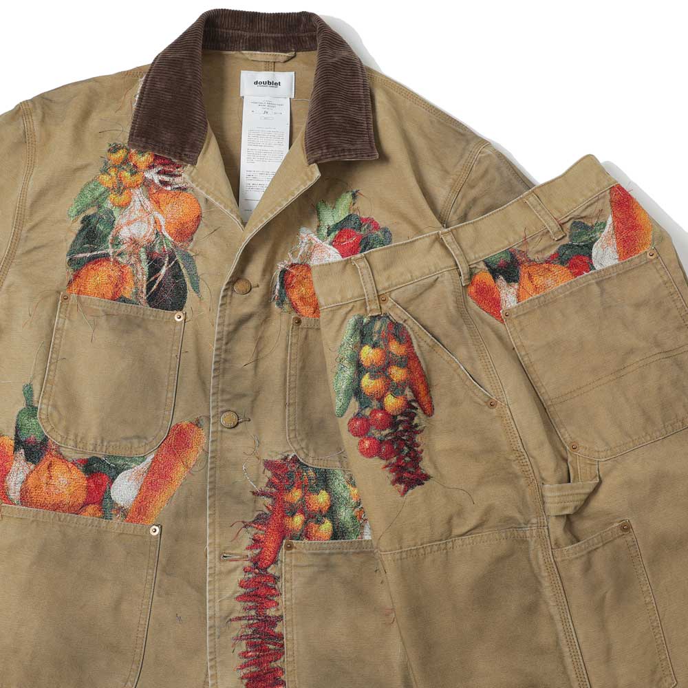 4/20まで期間限定 ダブレットEMBROIDERY CUT-OFF PANTS doublet/ダブレット】カットオフパンツ VEGETABLE EMBROIDERY CUT-OFF