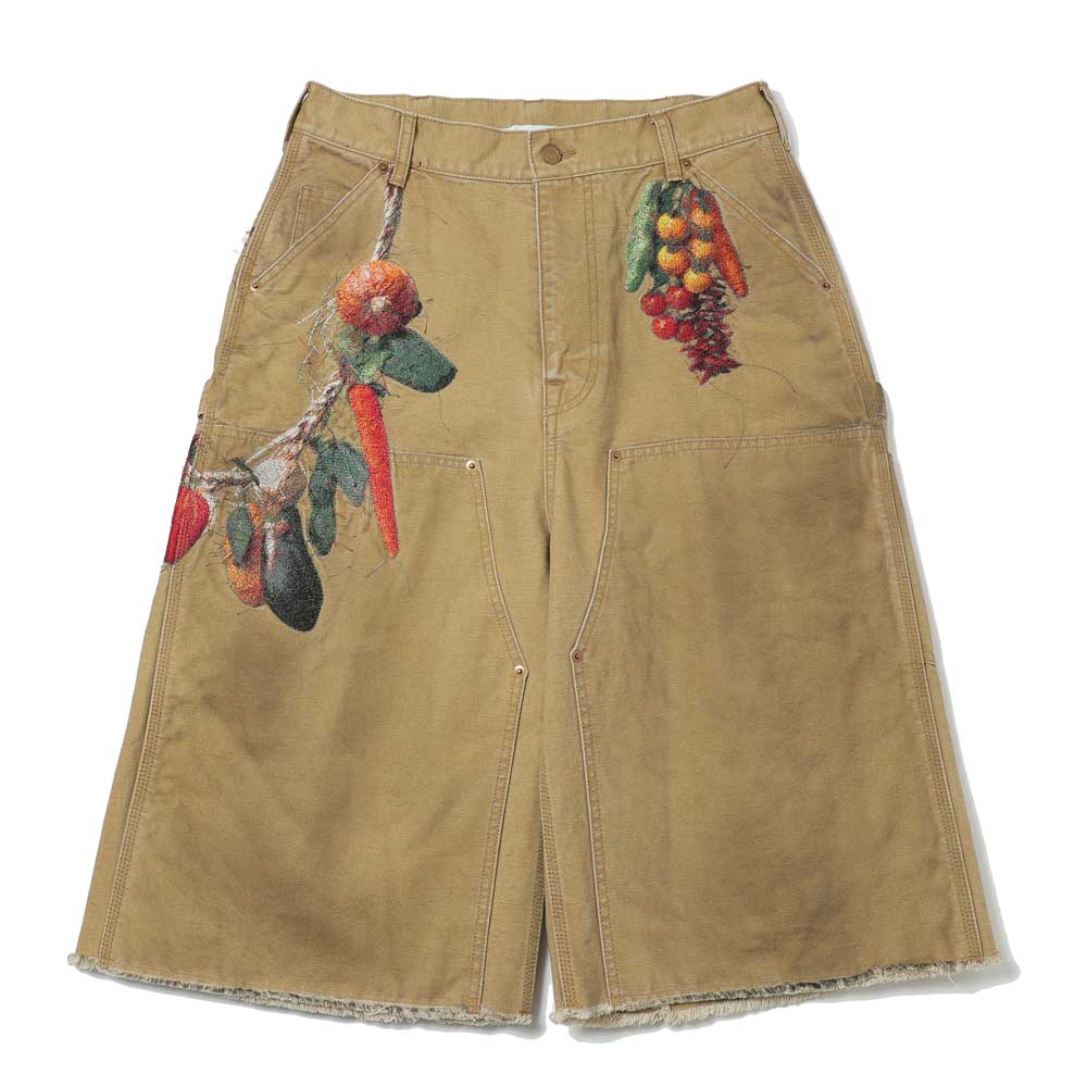 VEGETABLE EMBROIDERY CUT-OFF PANTS